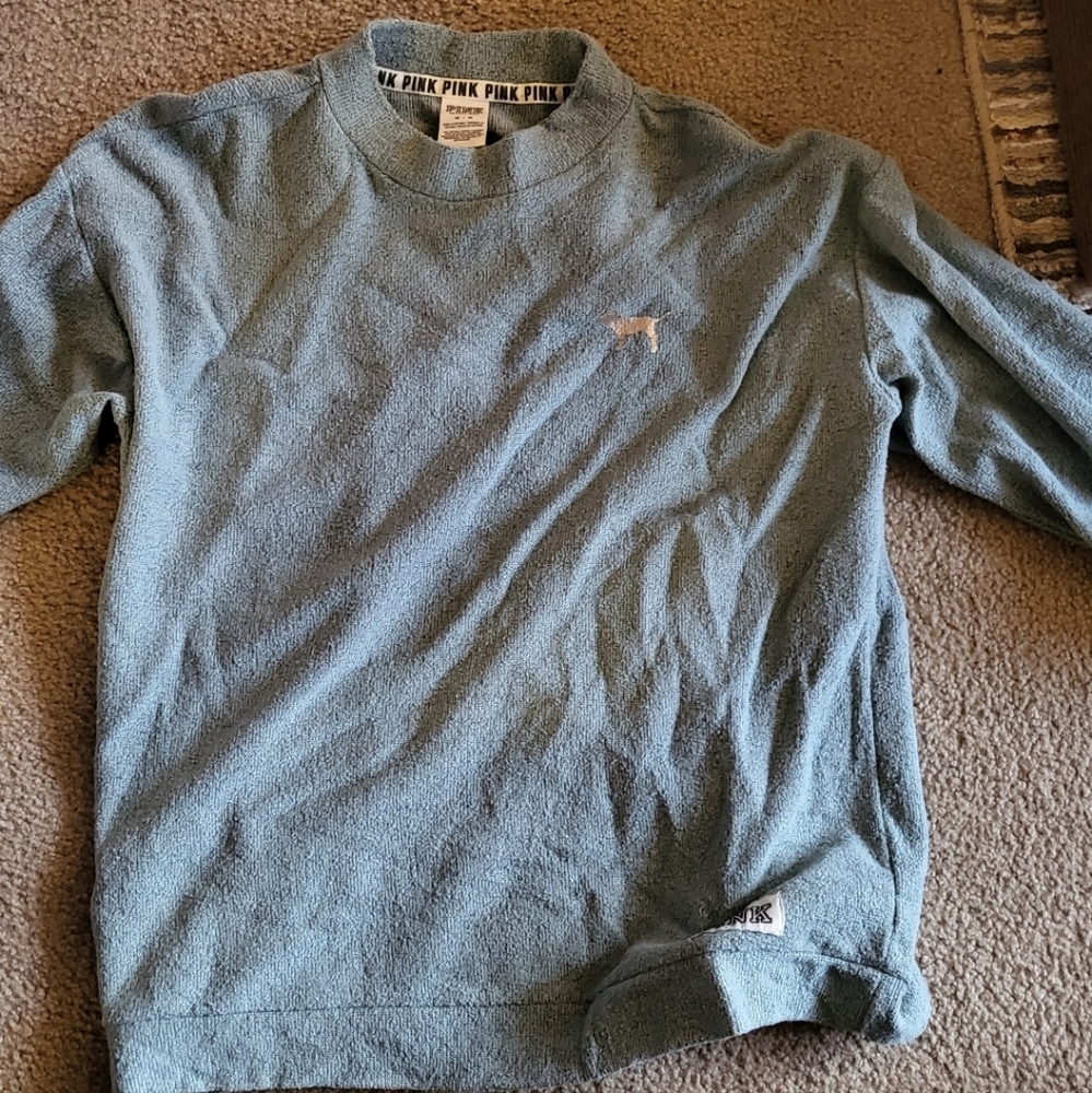 Turquoise PINK Terry Mock neck
